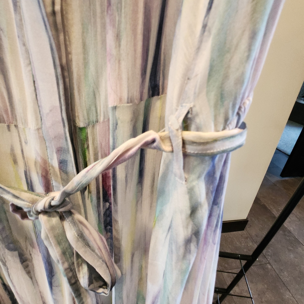 Side Stitch Pastel Watercolor Button Front Belted Maxi Dress size XL - Picture 9 of 10